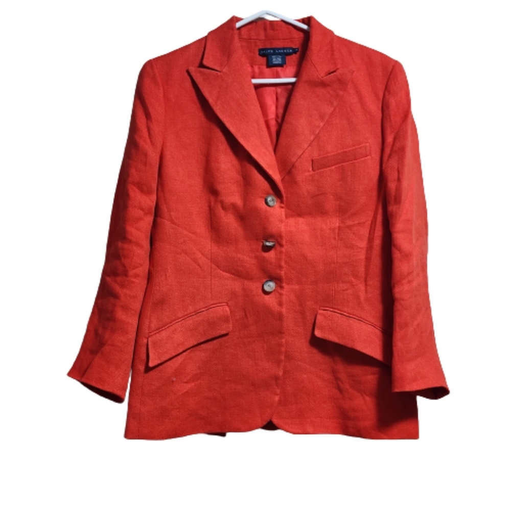 Ralph lauren red linen tailored Blazer made in Italy